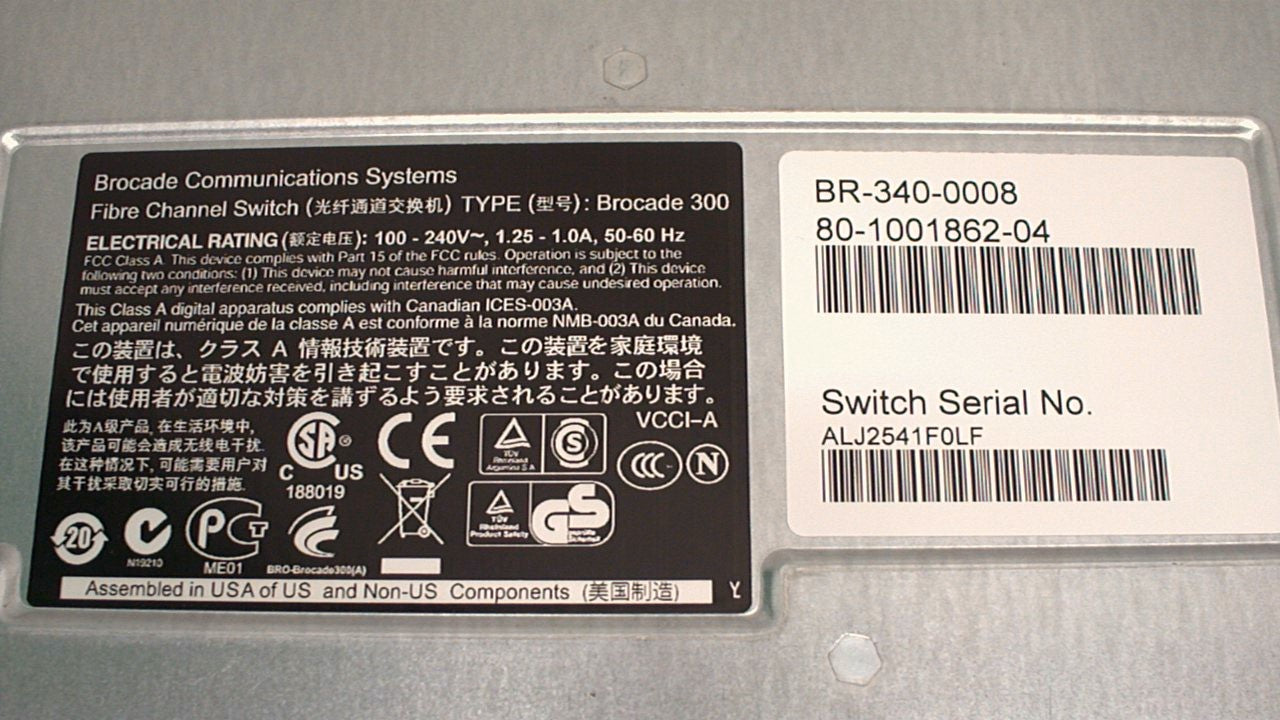 Brocade 300 BR-340-0008 Fibre Channel Switch 24 Port  Used