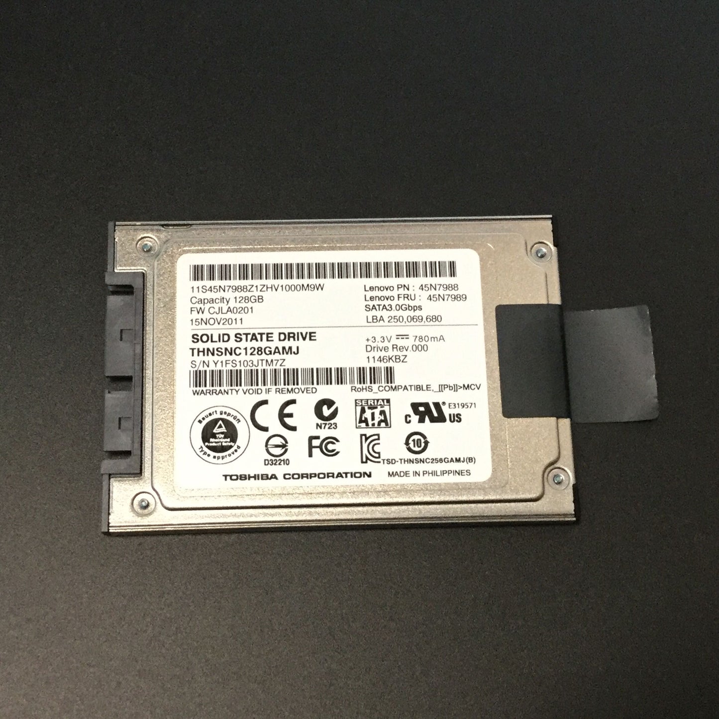 Lenovo 128GB SSD 1.8" SATA SSD Solid State Drive 45N7988 45N7989 THNSNC128GAMJ