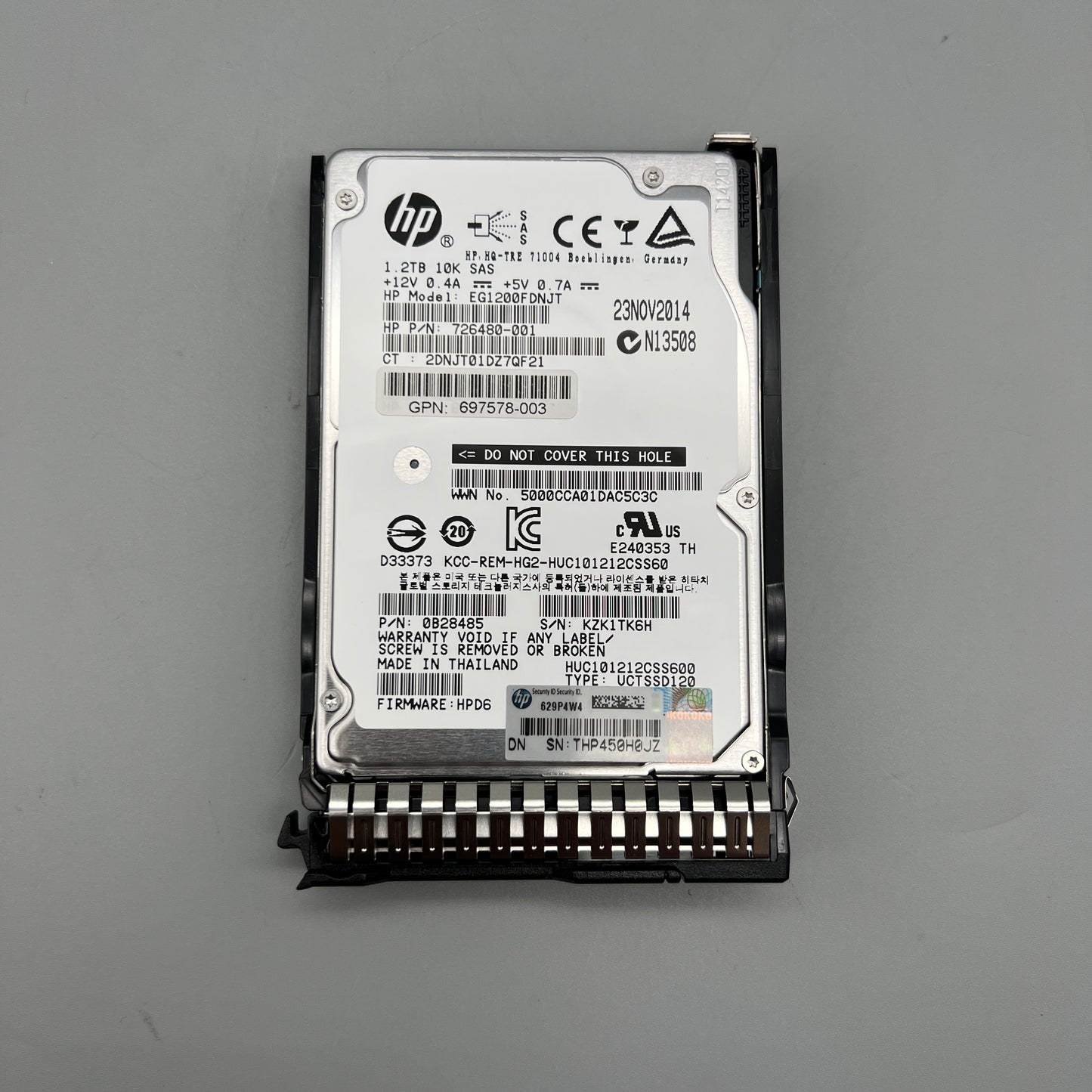 HP 1.2TB 10K SAS 2.5" With Tray Hot-Plug SC 697578-003 726480-001 718292