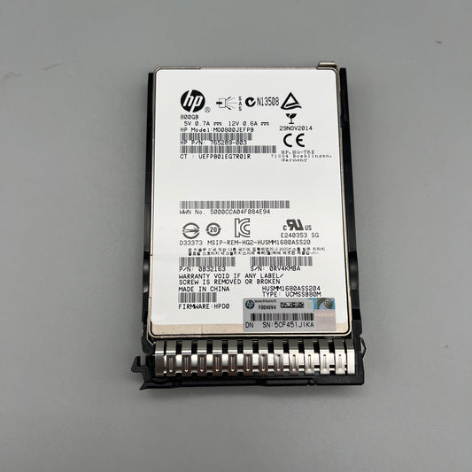 HP 800GB 12Gb/s SAS SSD 2.5" with tray SCSI Hot-Swap 779172-B21 780434
