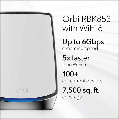 NETGEAR Orbi Whole Home Tri-band Mesh Wi-Fi 6 System (RBK853) – used