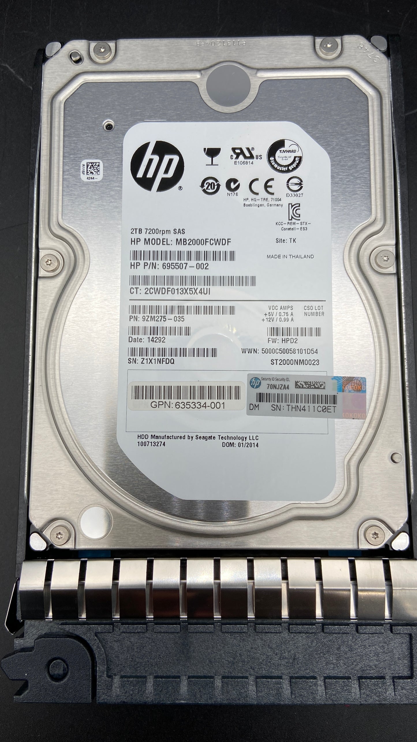 HPE 635334-001 2TB  SAS 7200rpm 6Gbps 3.5inch 16MB-Cache Hot Swap Hard Drive