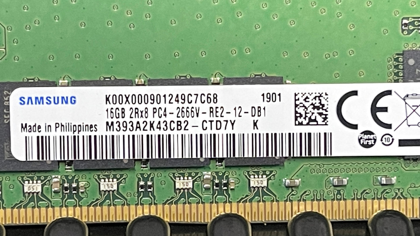 SAMSUNG 16GB M393A2K43CB2-CTD DDR4-2666 ECC RDIMM 2Rx8 PC4-21300V-R CL19 Server Memory