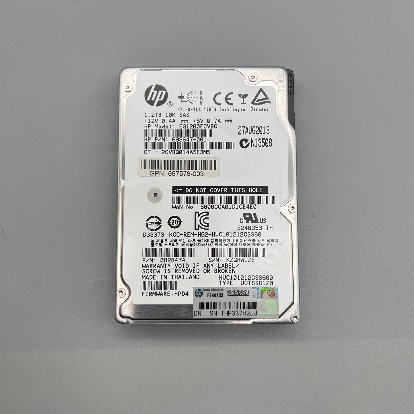 HP 1.2TB 10K SAS 2.5" Enterprise Hot-Pluggable  693647-001 697578-003 0B28474