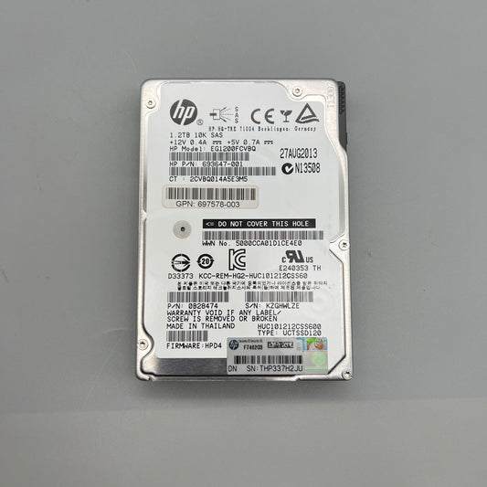 HP 1.2TB 10K SAS 2.5" Enterprise Hot-Pluggable  693647-001 697578-003 0B28474