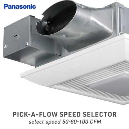 Panasonic FV-0510VSL1 WhisperValue DC Ventilation Fan - Energy-Saving Bathroom Fan with LED Light - 50-80-100 CFM open box