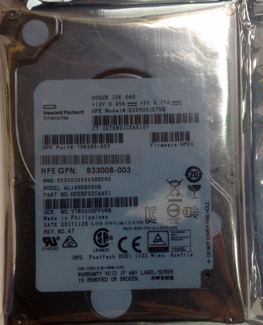 HP 833008-003 EG0900JETKB 796365-003 900GB 10K SAS