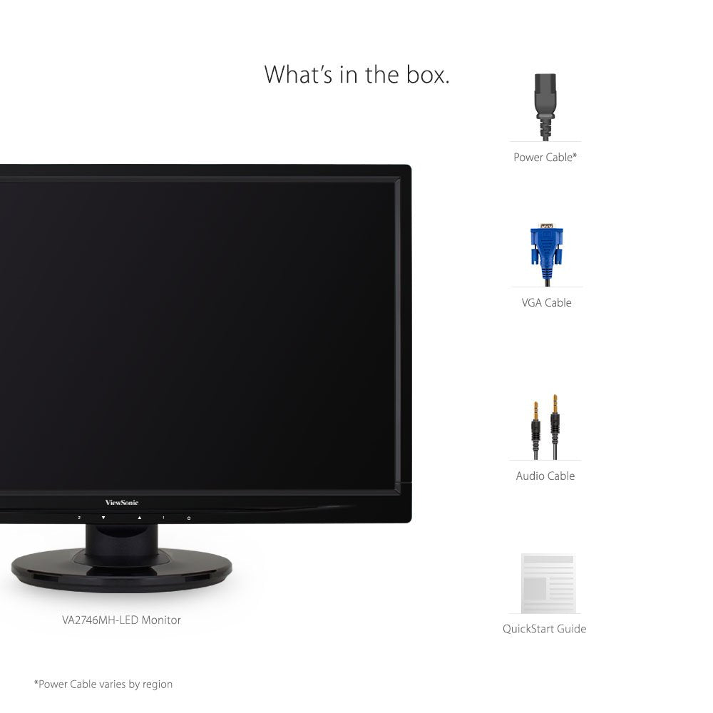 ViewSonic VA2746MH-LED 27 Inch Full HD 1080p LED Monitor with HDMI and VGA Inputs for Home and Office Black used Grade B