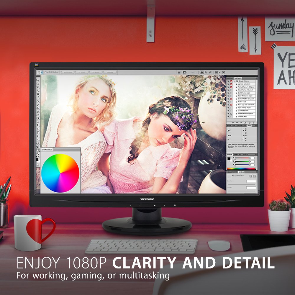 ViewSonic VA2746MH-LED 27 Inch Full HD 1080p LED Monitor with HDMI and VGA Inputs for Home and Office Black used Grade B