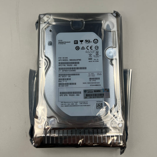 HPE 6TB 7.2K 3.5" 12Gb/s SAS With Tray HOT-PLUG 765259-B21 765266-004 MB6000JEFND