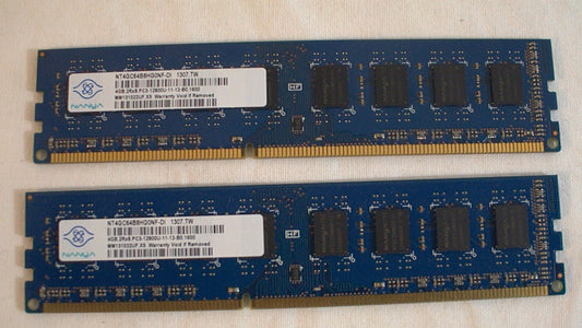 Nanya NT4GC64B8HG0NF-DI 8GB 2 x 4GB PC3-12800U  CL11 Desktop Memory Kit Used